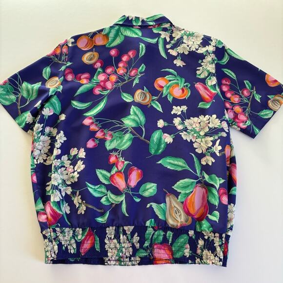 Vintage Asayo Short Sleeve Half Button Up Fruit Print Blouse Size Small - Picture 6 of 9